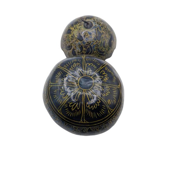 Handcrafted Maque Decorative Gourd With Intricate Carvings & Natural Wax Finish - Picture 3 of 13